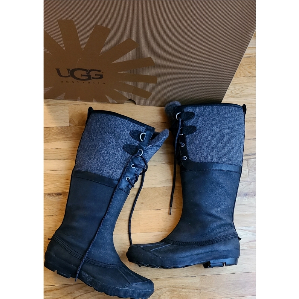 🆕️UGG Belcloud Duck Boots Black Waterproof Hiking Gorpcore Sz 8.5 Indie Sleeze - Picture 2 of 14